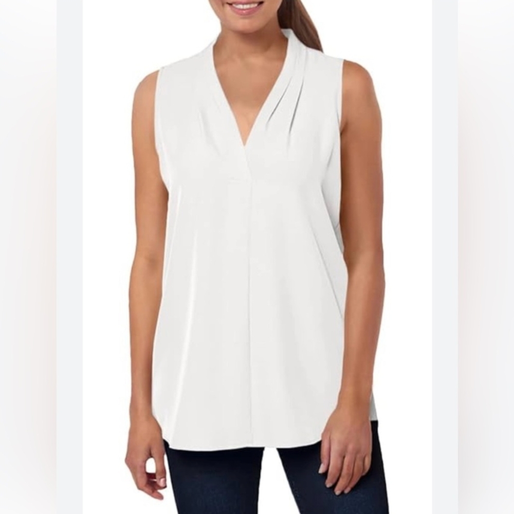 Calvin Klein White Pleated Blouse